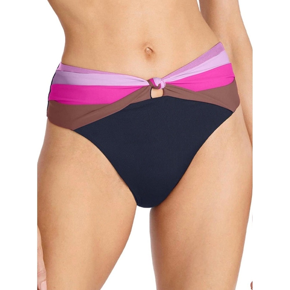 Robin Piccone Swim Bottom Billie High Waist Bikini Size‎ XS Navy Color Band Knot